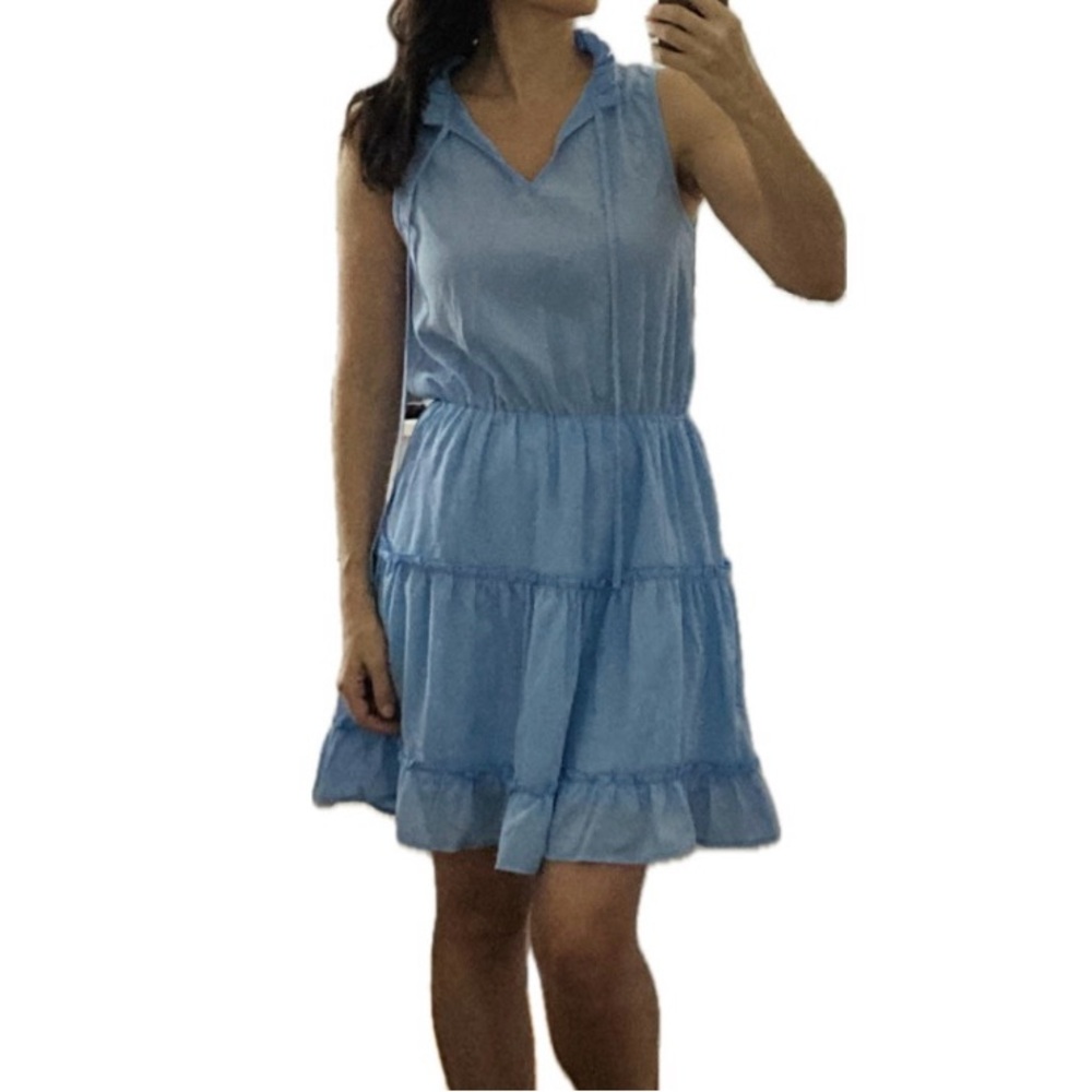 Womens tiered mini dress in blue in size S